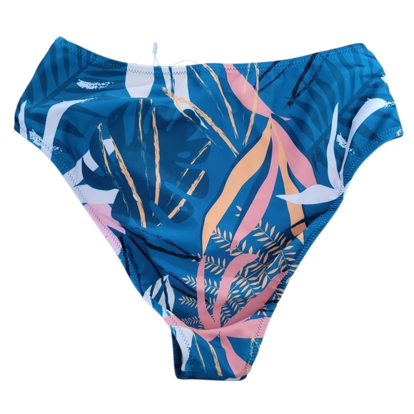 Popvil Tropical Print High Waisted Bikini Bottoms Size Medium - Picture 4 of 5